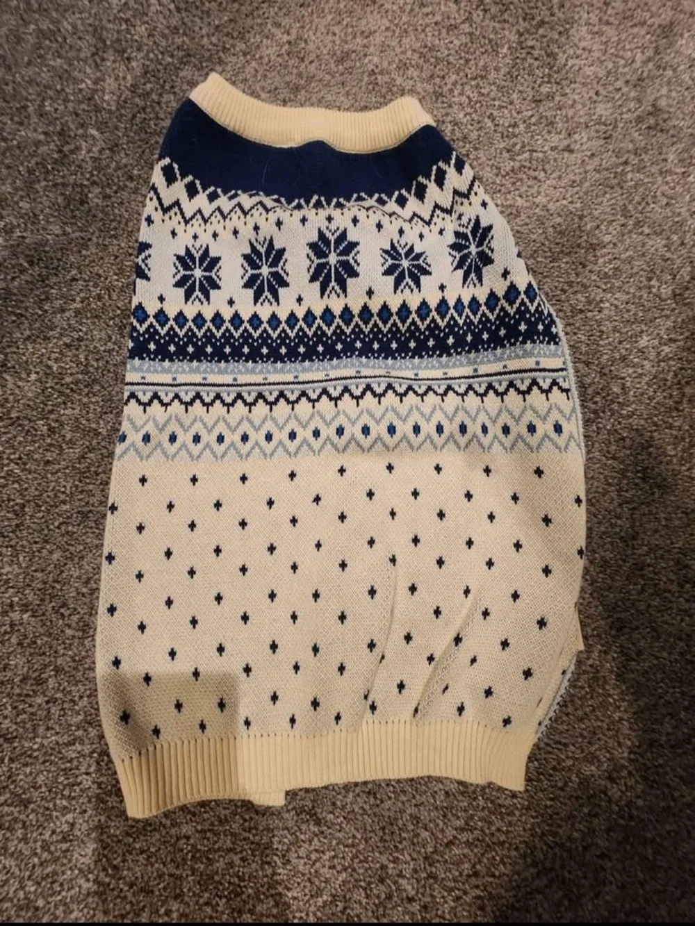 Cozy Blue & Cream Nordic Knit Dog and Human Sweater Bundle